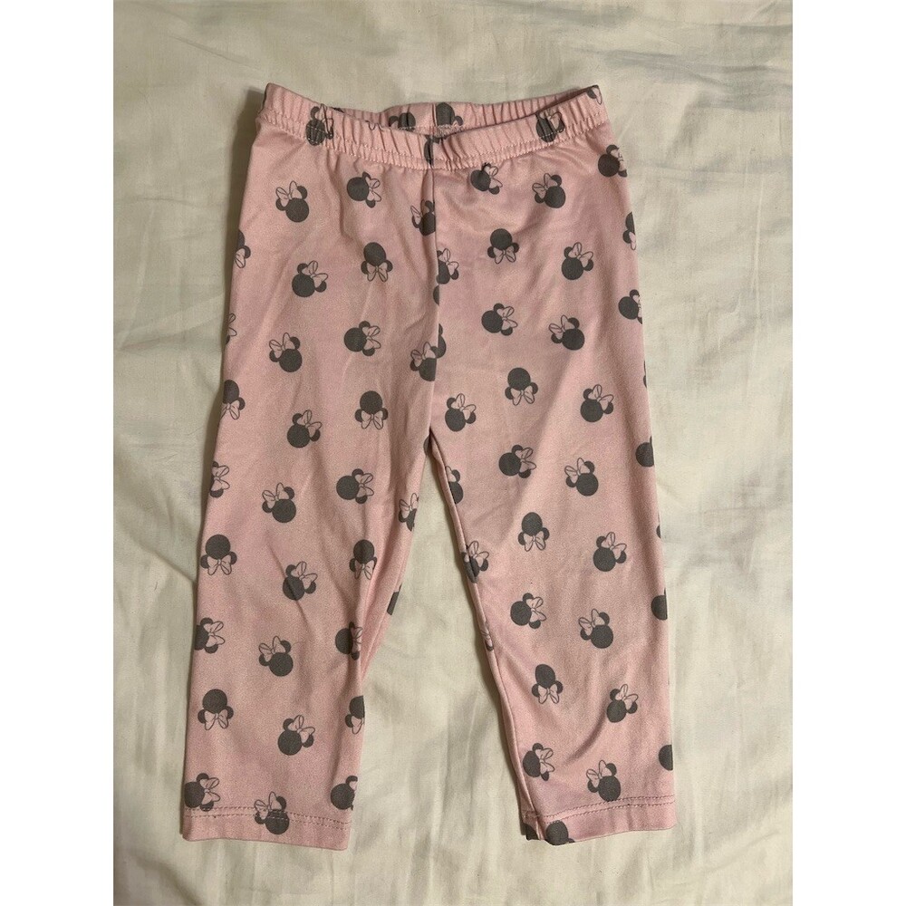 Disney Baby Minnie Mouse Leggings Girls 18M Pink Bow Head Print Pants